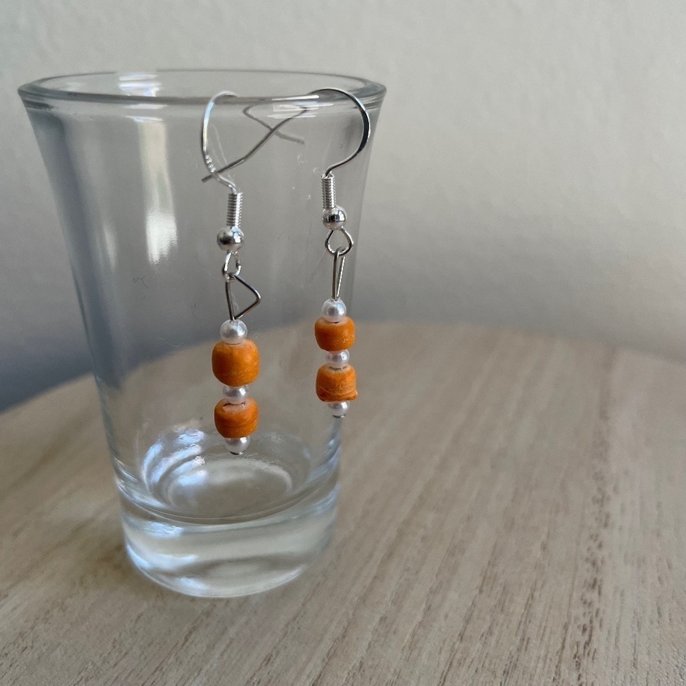 Tangerine Beaded Earrings